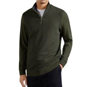Ted Baker London Sweater Men's Size 2XL  Green Caravan Slim‎ 1/4 Zip Long Sleeve